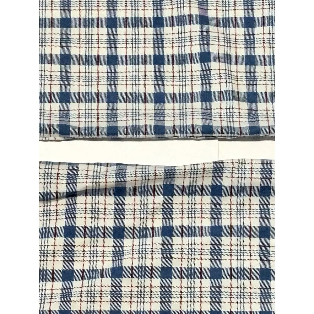 Ralph Lauren Oakley Red Blue Ivory Plaid Pair KING Pillowcases Cotton USA Exclnt